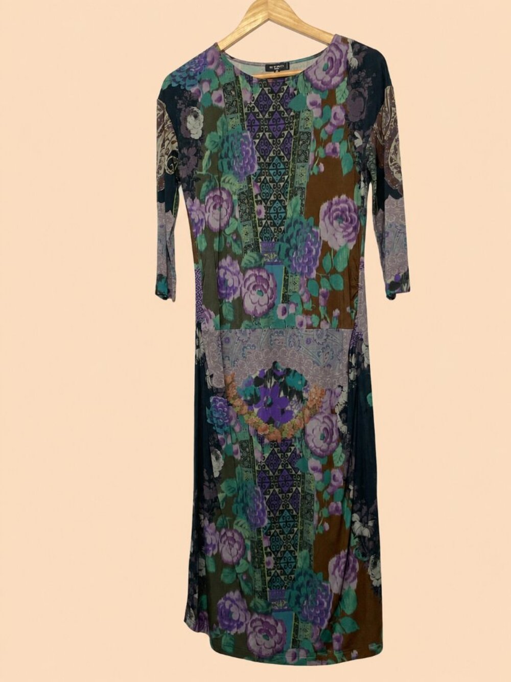 ETRO Milano Patchwork Pattern Midi Dress IT48 Size